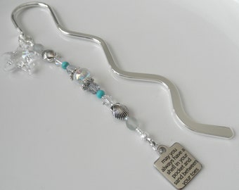 Crystal Starfish Bookmark, Beaded Beach Bookmark, Wavy Metal Bookmark, May You Always Have a Shell in Your Pocket + Sand Between Your Toes