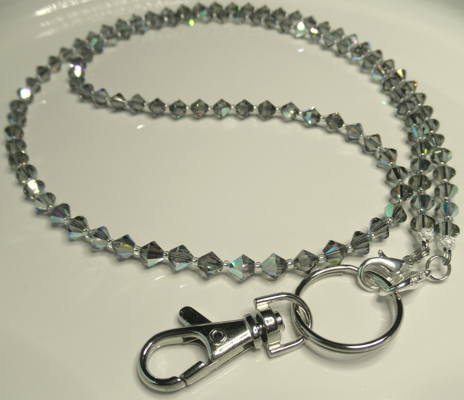 GLAMOROUS CRYSTAL Badge Lanyard Black Diamond AB Id Holder Etsy