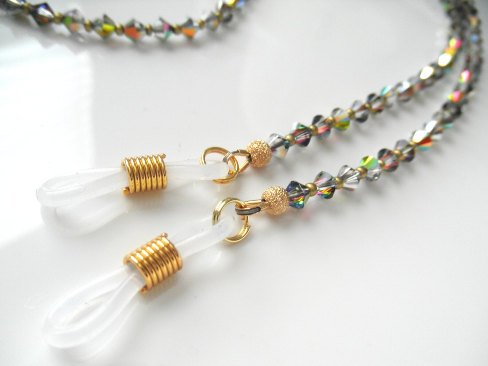 GLAMOROUS Crystal Eyeglass Chain in Vitrail Medium FREE SHIP Etsy