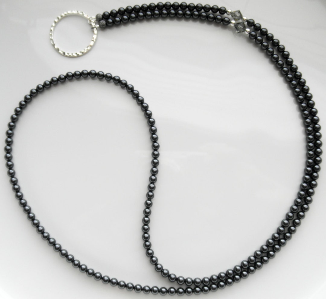 Essential Black Swarovski Pearl Eyeglass Lanyard MORE COLORS - Etsy