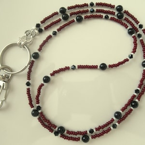 SC GAMECOCKS Badge Lanyard id Holder, Burgundy and Black, Beaded Lanyard Necklace, South Carolina College Football Sports Team USC Student