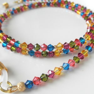GLAMOROUS Crystal Eyeglass Chain, TROPICAL RAINBOW Fine European Crystals, Glasses Chain, Eyeglass Holder, Sunglasses Chain Glasses Necklace