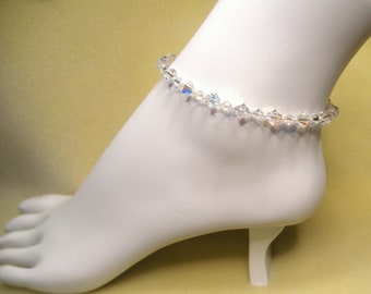 GLAMOROUS Swarovski Crystal AB Ankle Bracelet or Anklet, Bridal Jewelry, Bridal Bracelet, Wedding, Bridesmaid Girlfriend Gift for Sister Mom