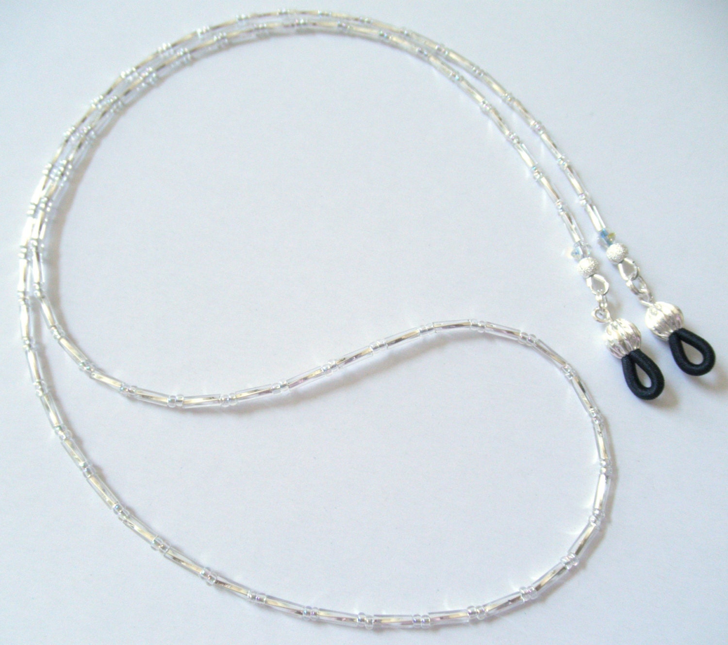 Sterling Silver Swarovski Crystal Eyeglass Chains Sterling