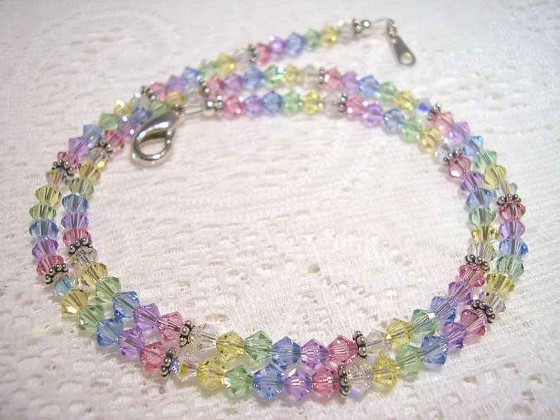 PASTEL Crystal Necklace RAINBOW Austrian Crystal Jewelry Etsy
