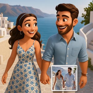 Custom Pixar-Style Couple Portrait | Digital Cartoon Illustration | Personalized Anniversary Gift for Couples