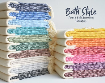 30 Colors Turkish Beach-Bath Towels dry quickly and they're medium thickness multi-functional Towels