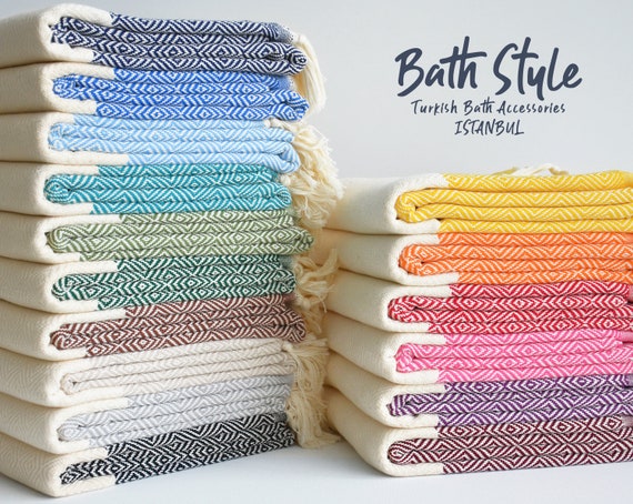 Peshtemal Turkish Cotton Bath Towels Multi-Color Set - 4 Pieces