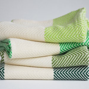Kitchen Towel With Green Dark Green Stripes on Natural - Etsy