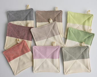 Kitchen Pot Holder, Multicolored Hot Pad, Diamond Pattern and Two-Tone, Gift for Special Occasions