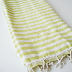 Turkish BATH Towel Peshtemal Yellow Green image 1