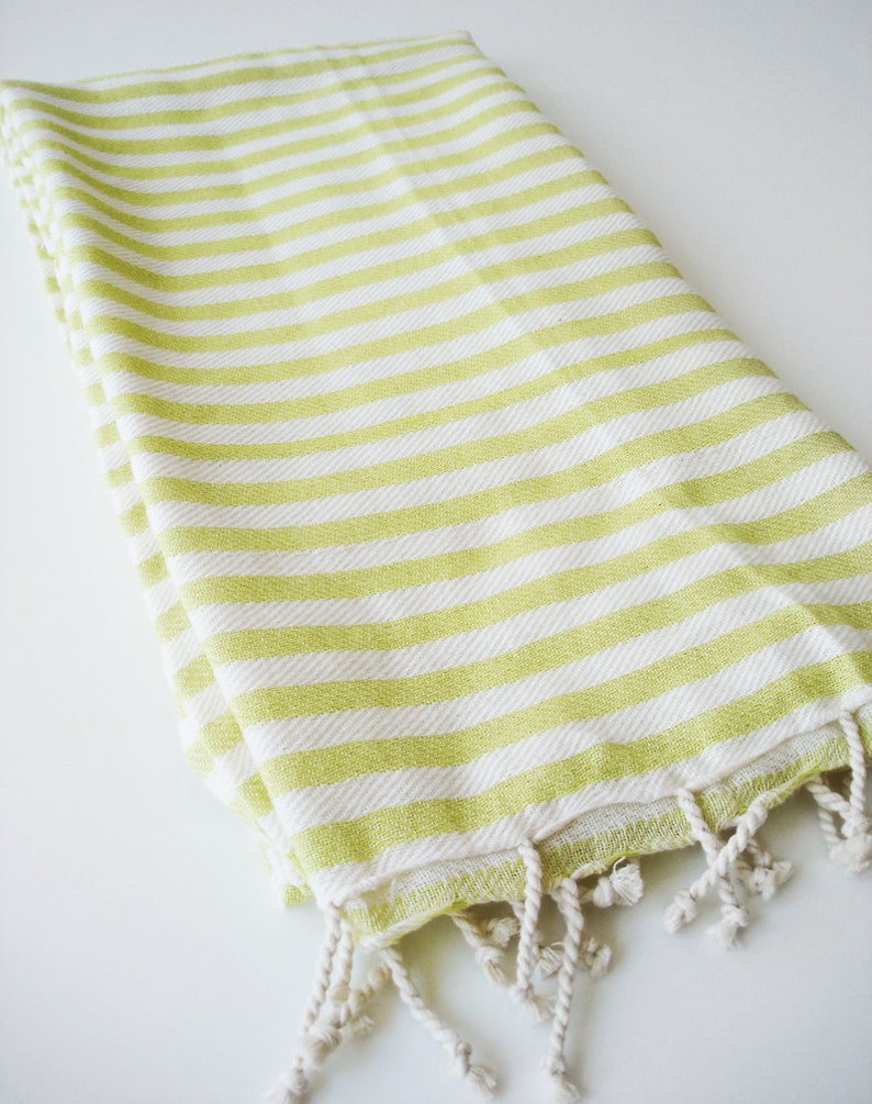 Turkish BATH Towel Peshtemal Yellow Green image 1