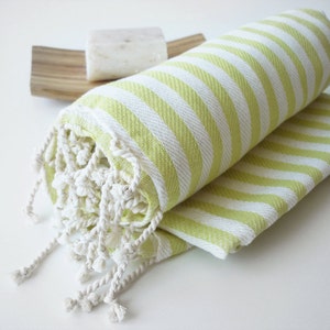 Turkish BATH Towel Peshtemal Yellow Green image 3