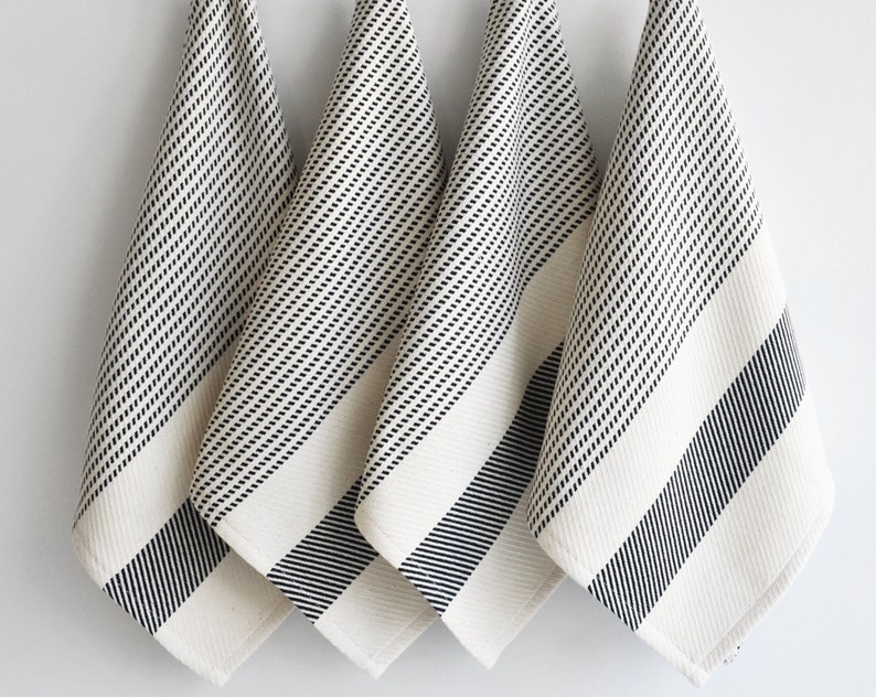 Kitchen towel with black stripes on natural color, bread towel, drying towel, tea towel, turkish towels, rv, caravan towel, hand towel image 3