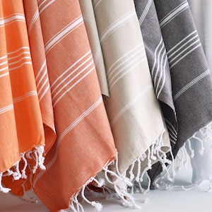Turkish Cotton Beach Towel: Striped Peshtemal, Lightweight Travel Towel