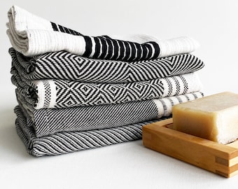 Kitchen Towel, Black Striped, dry quickly and they're regular thickness multi-functional dishcloth