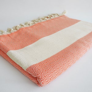 BathStyle / Diamond Blanket / Coral-Brown / Twin XL / Bedcover, Beach blanket, Sofa throw, Traditional, Tablecloth image 7