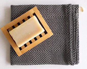 Kitchen Towel, Black Striped, dry quickly and they're regular thickness multi-functional dishcloth 15x27 inch