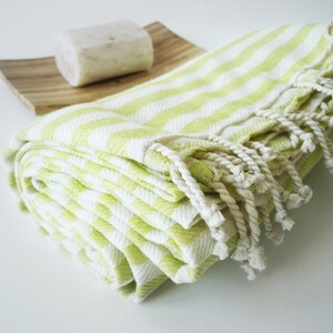 Turkish BATH Towel Peshtemal Yellow Green image 5