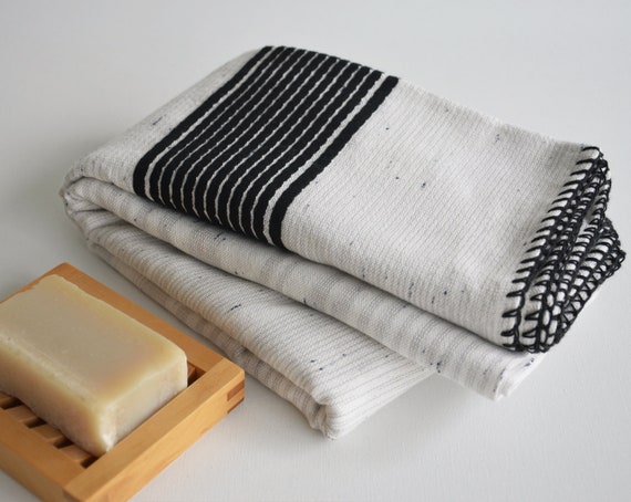 Black And White Striped Hand Bath Towels, 42% OFF