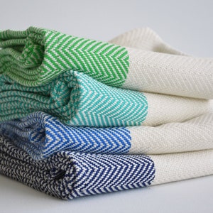 Striped Turkish Cotton Kitchen Towel: Green, Turquoise, Blue