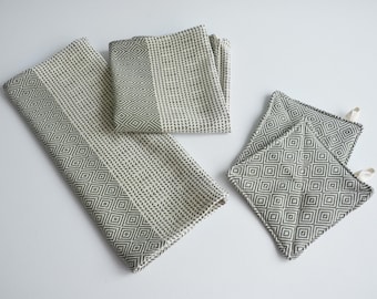 Kitchen Towel, Khaki Striped, dry quickly and they're regular thickness multi-functional dishcloth 100% Cotton.