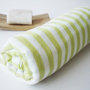Turkish BATH Towel Peshtemal Yellow Green image 4
