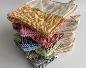 Kitchen Pot Holder, Multicolored Hot Pad, Diamond Pattern and Two-Tone, Gift for Special Occasions