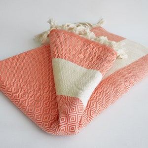 BathStyle / Diamond Blanket / Coral-Brown / Twin XL / Bedcover, Beach blanket, Sofa throw, Traditional, Tablecloth image 6