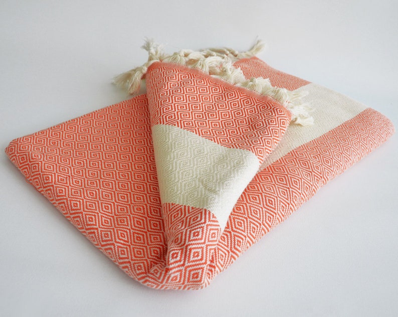BathStyle / Diamond Blanket / Coral-Brown / Twin XL / Bedcover, Beach blanket, Sofa throw, Traditional, Tablecloth image 6