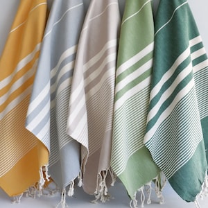 Turkish Cotton Beach Towel: Striped Peshtemal, Lightweight Travel Blanket