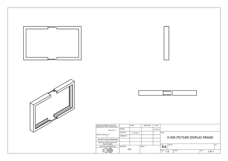 Custom Raspberry Pi E-ink Display Frame | Fits 17.1cm X 11.1cm Screen ...