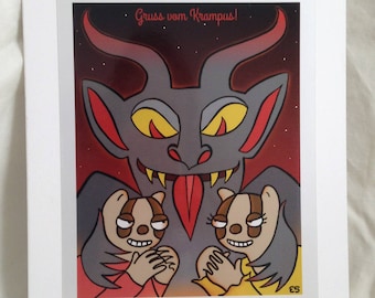 Merry Krampus Card, Krampusnacht, Gruss Vom Krampus, Greeting Card, Antichristmas Card, Bad Kids, Christmas Devil