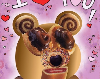 Teddy Bear I Love You 5x7 Blank Valentines Day Greeting Card, Weird, Creepy Cute