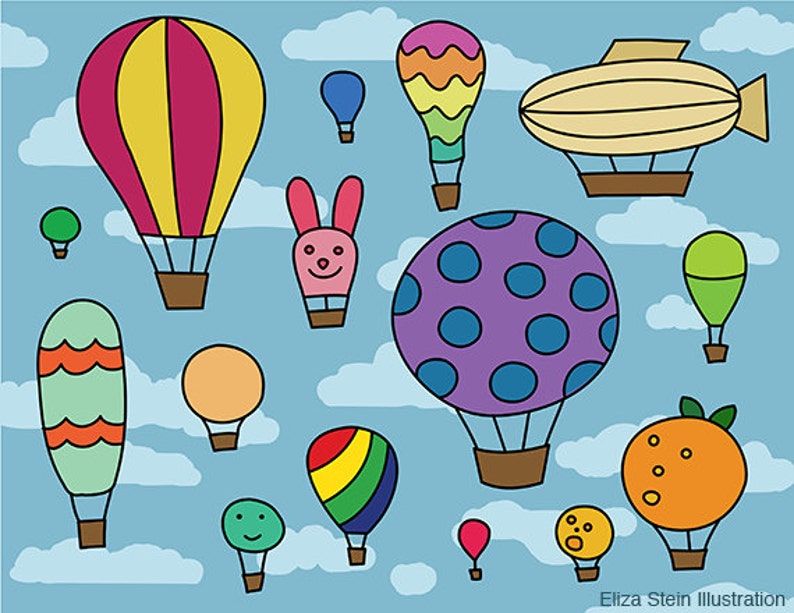 Hot Air Balloons Art Print, 11x14 or 8.5x11 Poster, For Children, Kids, Baby, Babies, Nursery Art image 2