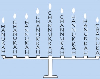 Hanukkah Greeting Card, 5x7 Blank Chanukah Menorah Card, Choice of Color