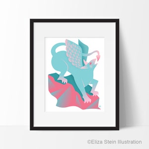 Gryphon of Alice in Wonderland 9x12 Art Print, Griffin Illustration, Childrens Art, Nursery or Kids Room Decor