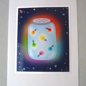 Tarjeta de felicitación en blanco de luciérnagas arcoíris de 12,7 x 18,8 cm, Orgullo LGBT, Gay y Lesbianas, Queer, LGBTQ, Verano