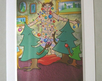 Weird Funny Christmas Card 5x7 A7, Xmas card, holiday greeting card, christmas trees card