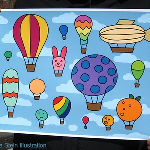 Hot Air Balloons Art Print, 11x14 or 8.5x11 Poster, For Children, Kids, Baby, Babies, Nursery Art image 3