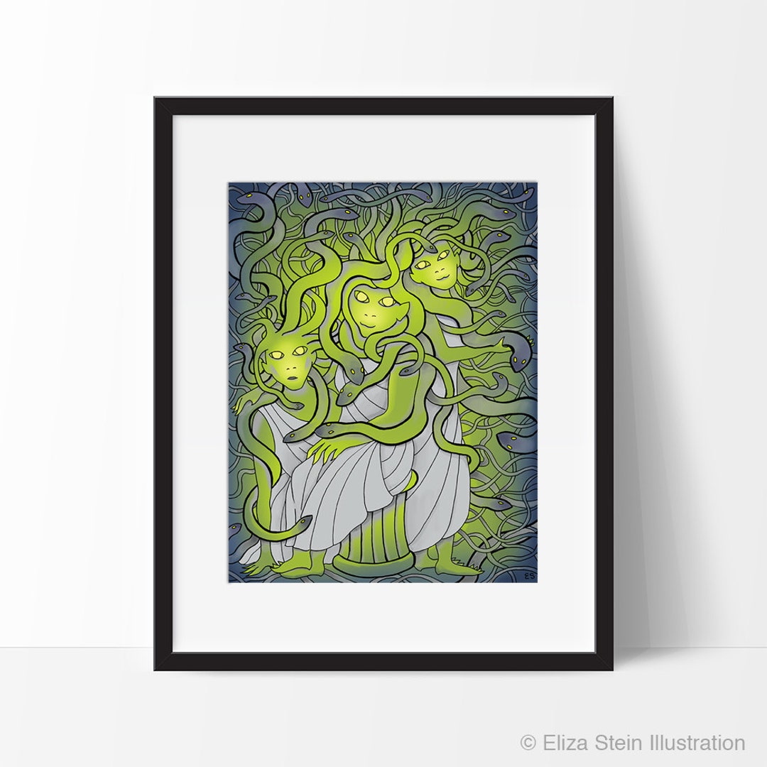 Medusa and the Gorgon Sisters Art Print, Ancient Greek Mythology ...