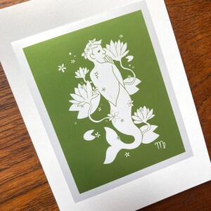 Virgo Sternzeichen Geburtstagskarte, Meerjungfrau, Merman, Virgo Mann, Sternzeichen, Horoskop, Astrologie, leere Karte, August September Geburtstag