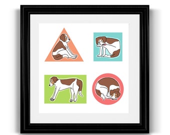 Beagle Geometric Nursery Art Print for Baby, Toddlers, Children, Kids Room, Dog Lovers, 10x10 Square