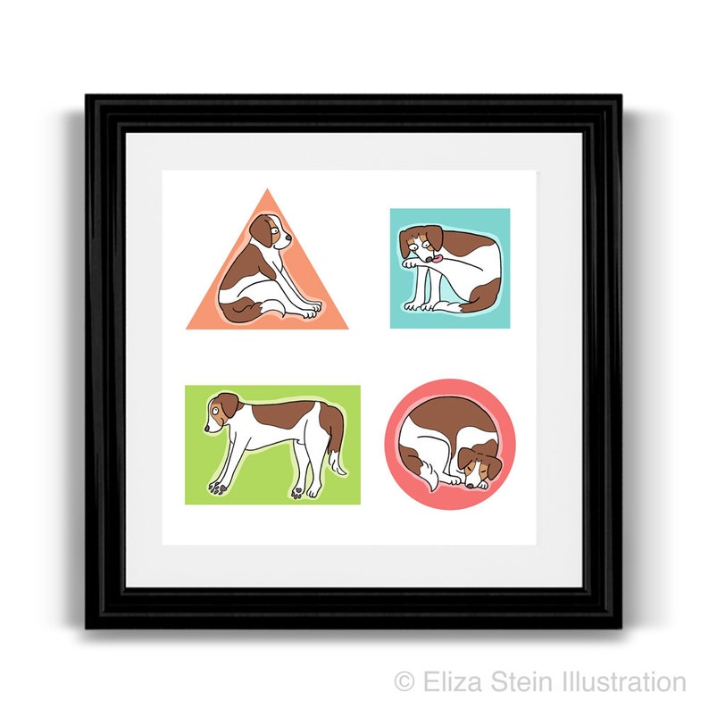 Beagle Geometric Nursery Art Print for Baby, Toddlers, Children, Kids Room, Dog Lovers, 10x10 Square image 1