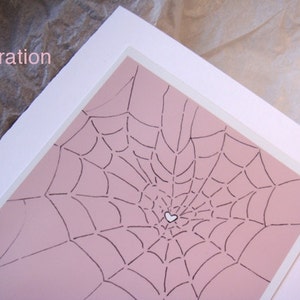 Pink Spider Valentines Day Card, I Love You Card, Weird Valentine Card, Spiderweb, Pastel Goth, 5x7 Blank Greeting Card image 5