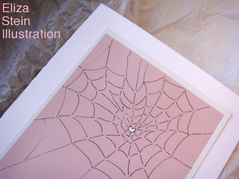 Pink Spider Valentines Day Card, I Love You Card, Weird Valentine Card, Spiderweb, Pastel Goth, 5x7 Blank Greeting Card image 5