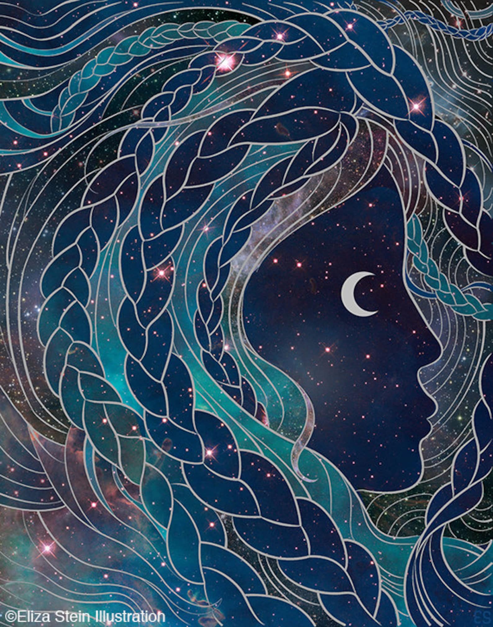 Outer Space Wall Art Galaxy Art Print Moon Goddess Fantasy - Etsy