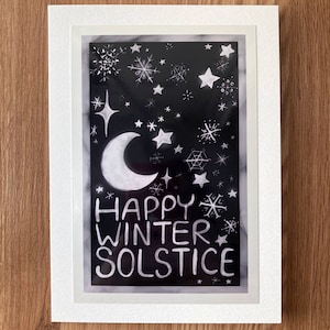 Winter Solstice Card, Pagan, Atheist, Secular, Wiccan, Nondenominational Greeting Card, Snowflake Card image 1