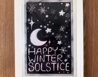 Winter Solstice Card, Pagan, Atheist, Secular, Wiccan, Nondenominational Greeting Card, Snowflake Card