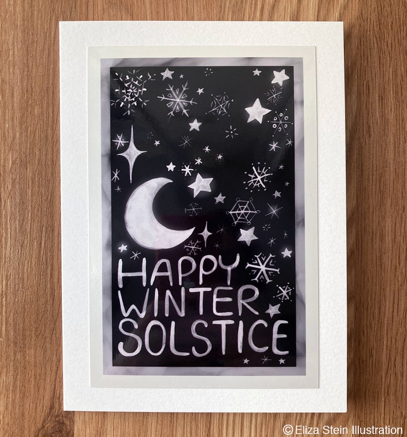 Winter Solstice Card, Pagan, Atheist, Secular, Wiccan, Nondenominational Greeting Card, Snowflake Card image 1